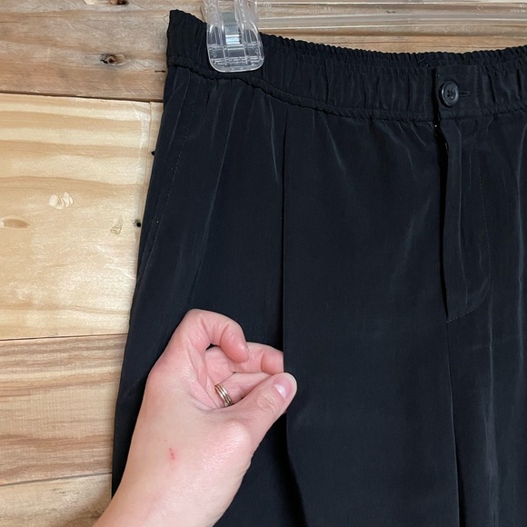 J.Crew size 00 Black Mid-rise Elastic Waist Pleated Dress Crop Pant with Pockets - Picture 7 of 11